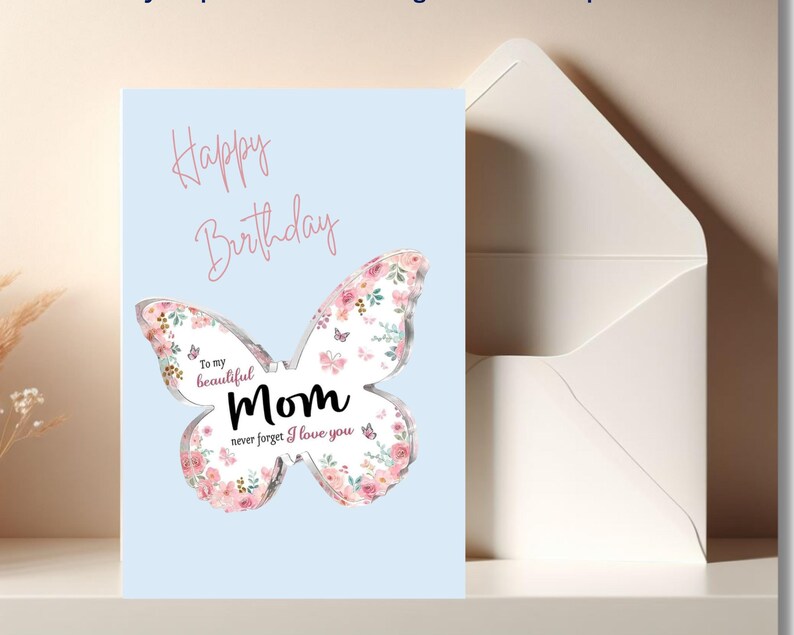 Printable Happy Birthday Mom Card, Happy Birthday Mother, Butterfly