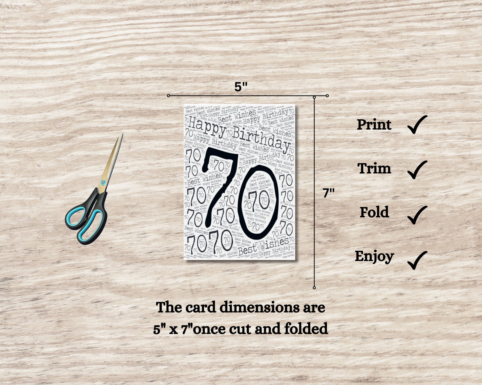 70th Birthday Card, Printable Birthday Card, Milestone Card, 70th ...