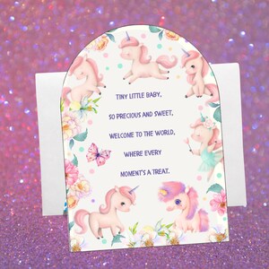 C'est une fille imprimable Félicitations c'est une fille Naissance de la fille ou c'est une fille Carte de baby shower Carte de naissance poney Design unique