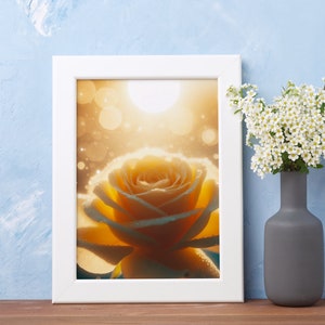 Yellow Rose Printable Art Close up Rose Digital Download Botanical Wall Decor Instant Print