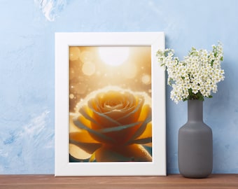 Yellow Rose Printable Art Close up Rose Digital Download Botanical Wall Decor Instant Print