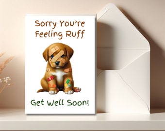 Printable Get Well Soon Card, Dog Get Well Card, Cute Gell Well Card, Thinking of You Card