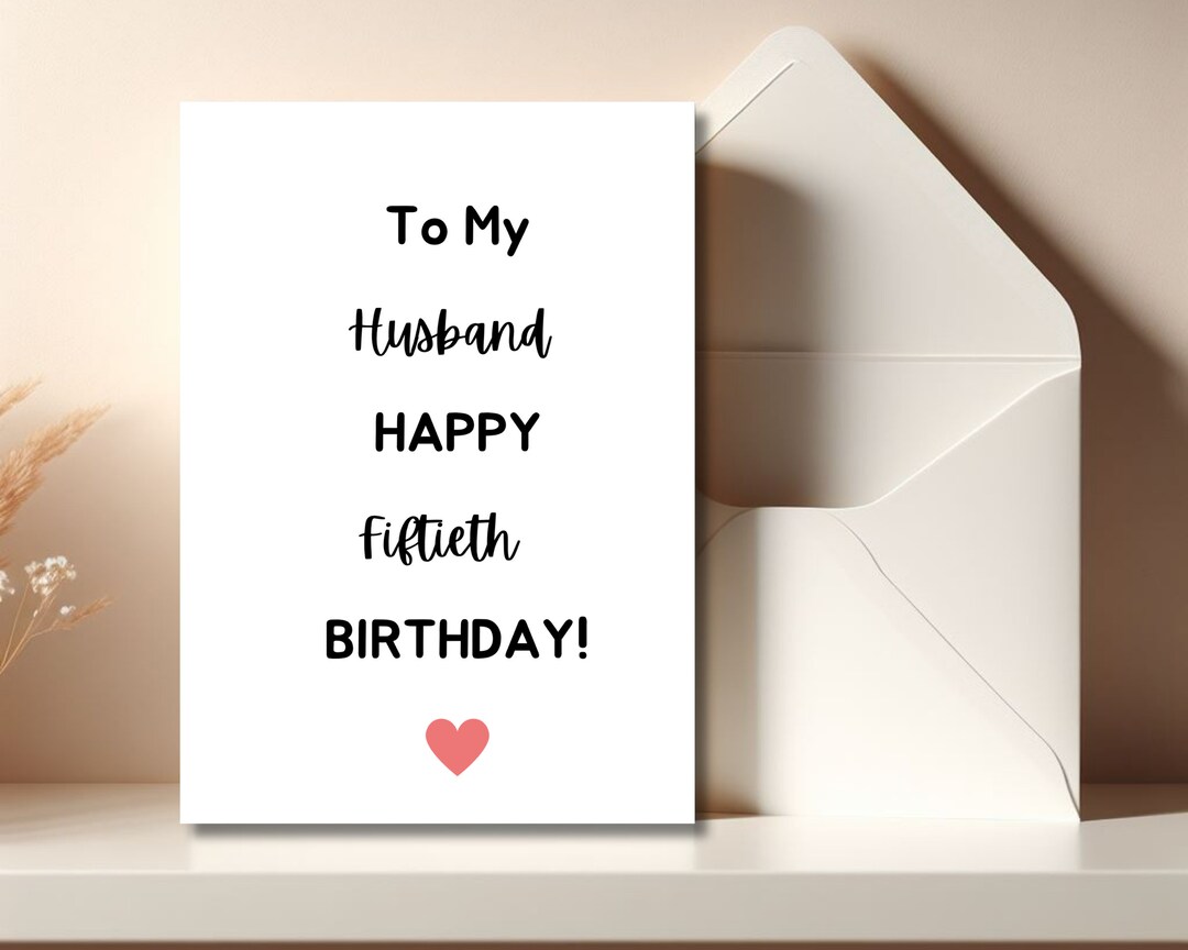 Printable 50th Birthday Card, Husband Card, Digital Birthday Card ...