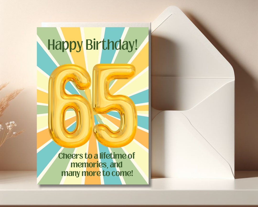 Printable 65th Birthday Card, Birthday Card 30, Birthday Card for Her ...