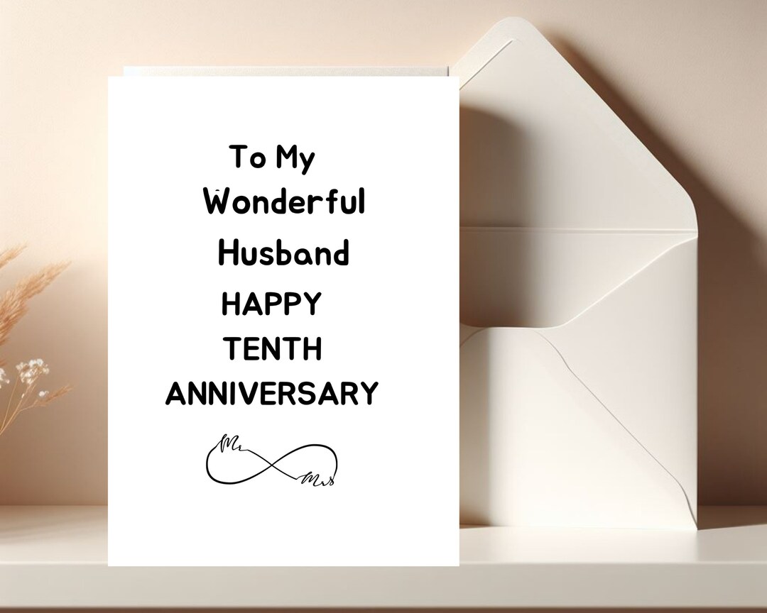 Printable 10th Anniversary Card, Husband Card, Digital Love Card, 10th ...