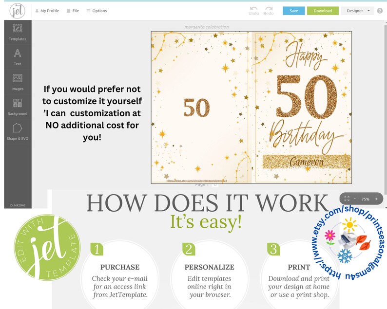 50th Birthday Card Editable 50th Birthday Phone Greeting Card Printable ...