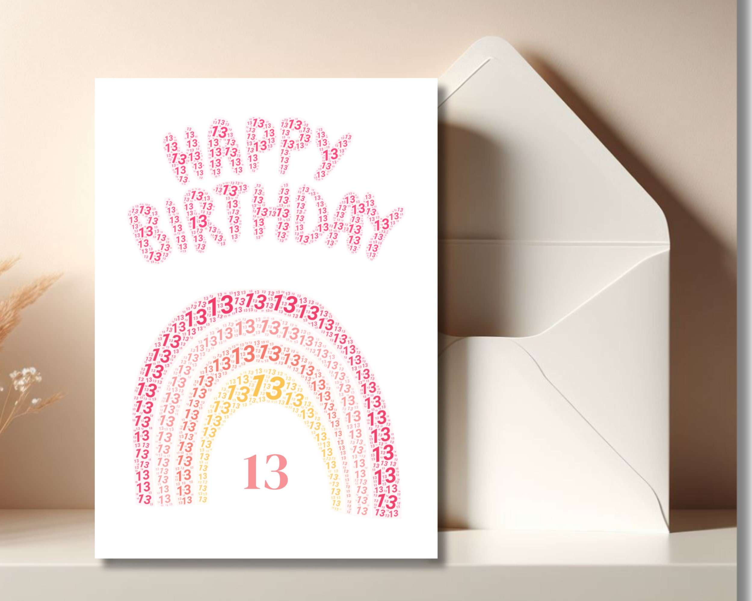 13th Birthday Card, Printable Birthday Card, Milestone Card, 13th ...