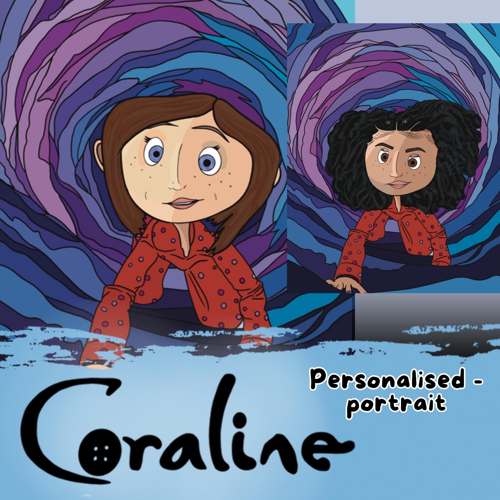 カスタム コラライン ポートレート、ティム・バートン スタイル ポートレート、コラライン PNG SVG、ホラー ポートレート、コラライン  ギフト、コラライン グッズ、コラライン ファン - Etsy 日本