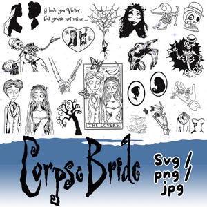 Corpse Braut Bundle svg, Emily und Victor, Cricut - Datei, svg, png, Bonejangles svg, Corpse Brides Cut File, Horror png, Scraps svg,