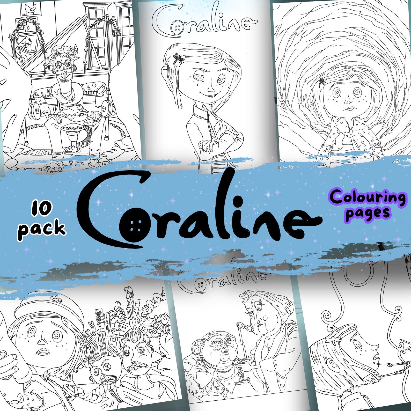 Coraline Coloring Pages Pack of 10 , Digital Download Coloring Pages ...