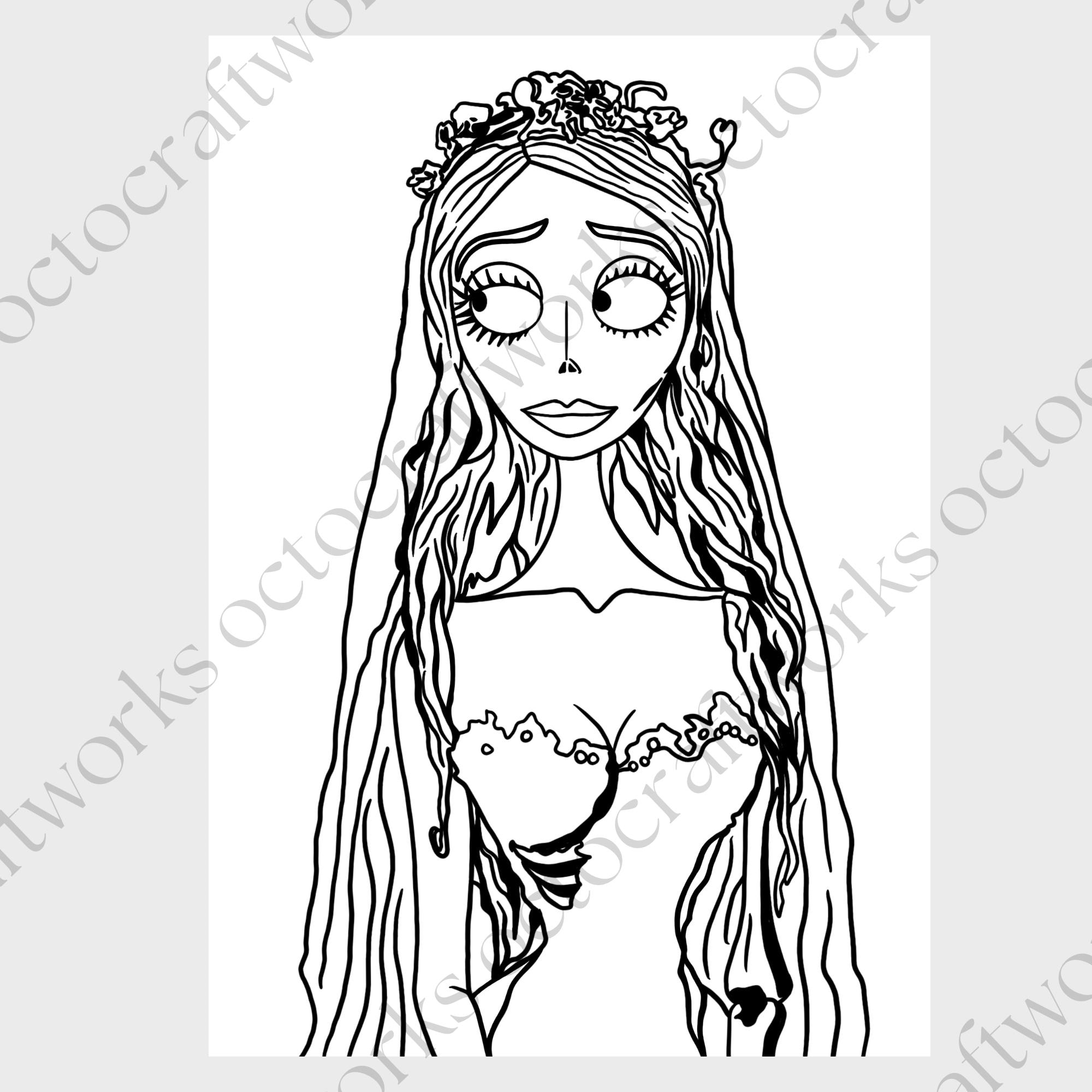 Corpse Bride Coloring Pages, Tim Burton Coloring ,halloween Coloring ...