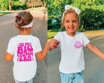 In My Big Cousin Era Shirt, Pregnancy Announcement Tee for Cousin, Toddler Girl Kin Shirt, Baby Cousin Reveal Tee, Retro Pink Cousin Kid Tee