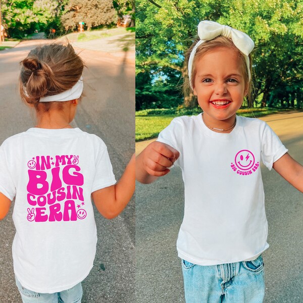 In My Big Cousin Era Shirt, Pregnancy Announcement Tee for Cousin, Toddler Girl Kin Shirt, Baby Cousin Reveal Tee, Retro Pink Cousin Kid Tee