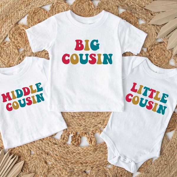 Big Middle Little Cousins Shirts, Matching Cousins Crew Tee, Baby Announcement Tee, Cousins Reveal Shirt, Third Baby Announcement T-shirt
