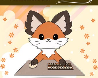 Zorro animado de GIFtuber | Para superposición de transmisión de Twitch | Naranja | Listo para usar | OBS | Decoración de transmisión | Kawaii | Superposición de transmisión