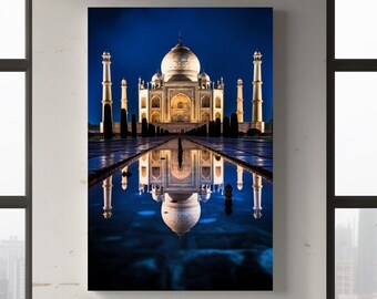 Canvas: Taj Mahal in India, night (blue)