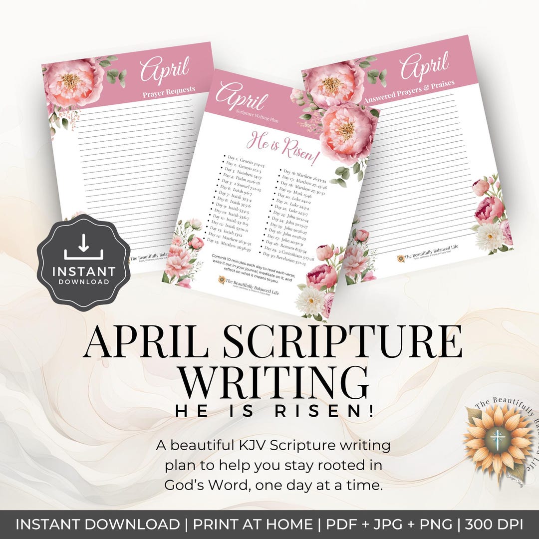 April Scripture Writing Plan | He is Risen! KJV Devotional (digital ...