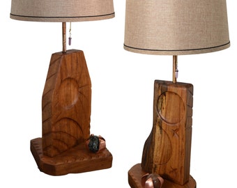 Unique OOAK Pecan Eclipse lamps [Pair]