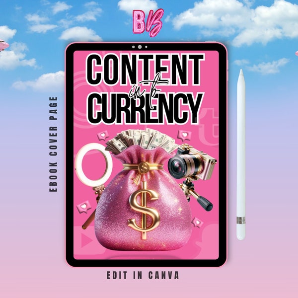 Content To Currency Ebook Cover Only, Ebook Cover Template, Canva Editable Template, Ebook, Ebook Template, DIY Ebook cover