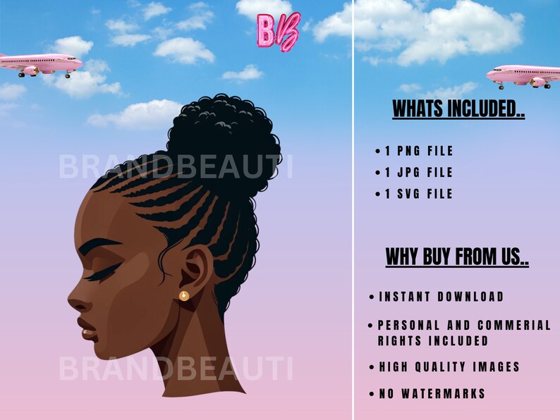 Black Woman Cornrow Ponytail Clipart, Beauty, Hairstyle Illustration ...