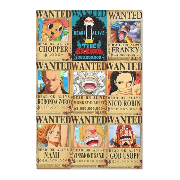 One Piece Straw Hats Wanted Poster Area Rug