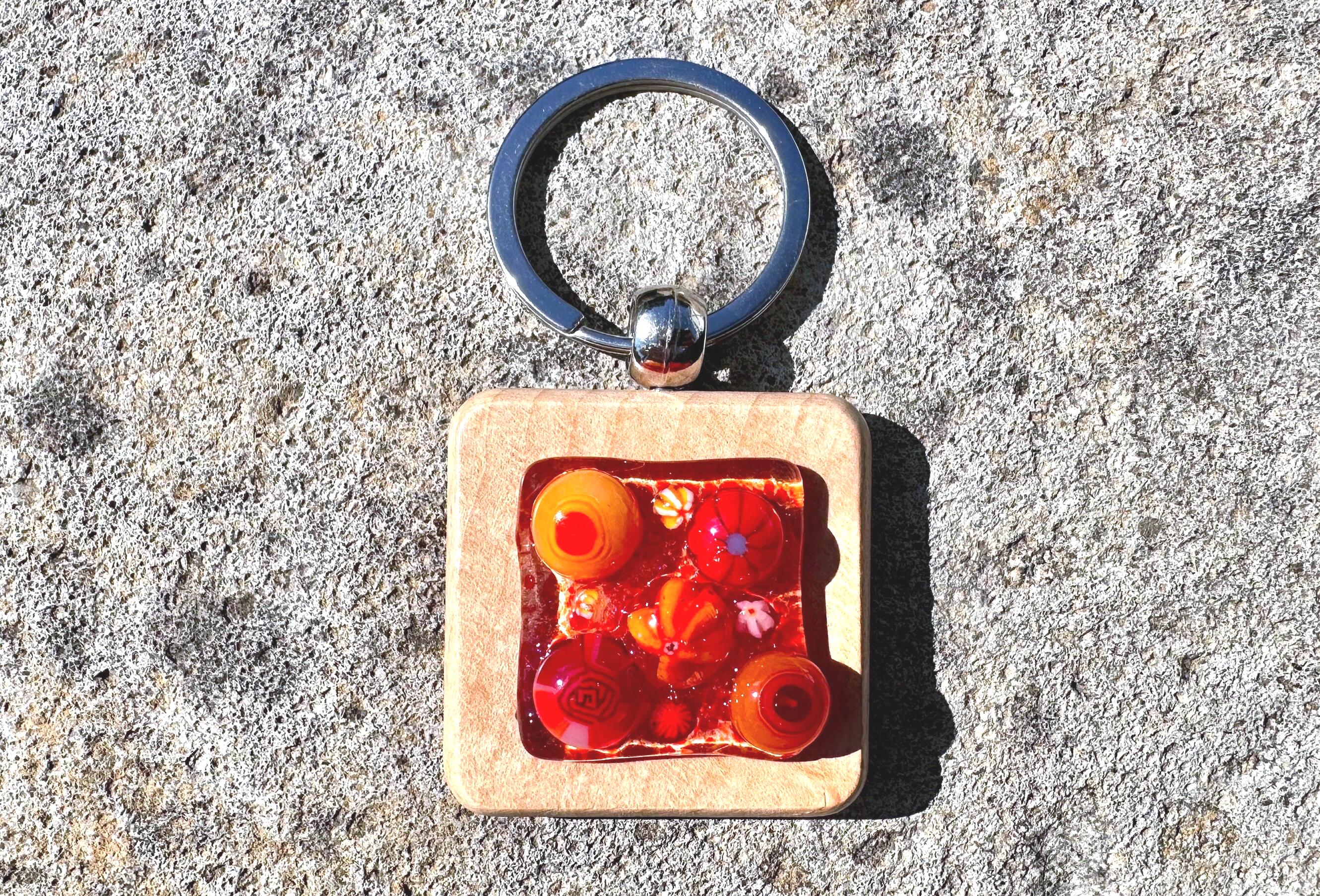 Amazing Glass Key Rings Decorative Fused Glass and Wood Key Ring - Floral, Contemporary, Glass ...