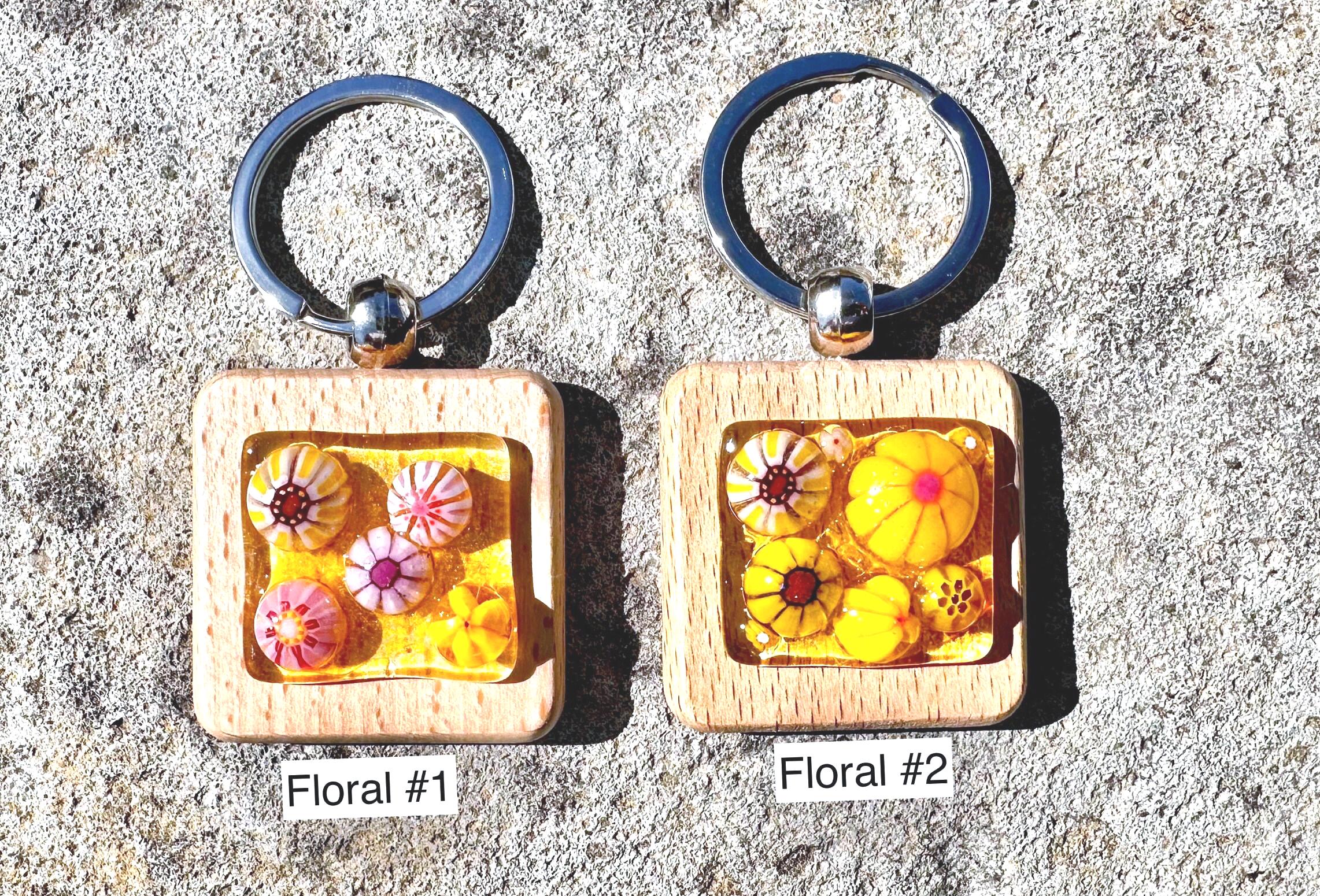 Amazing Glass Key Rings Decorative Fused Glass and Wood Key Ring - Floral, Contemporary, Glass ...