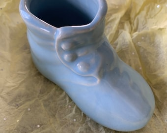 HAEGER Pottery American made baby shoe blue