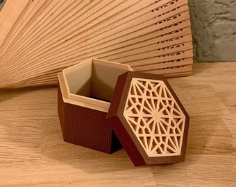 Kumiko Box Hexagon Decorative Ring Box Gift Box Jewelry Box Container (STL files for 3D printing only)