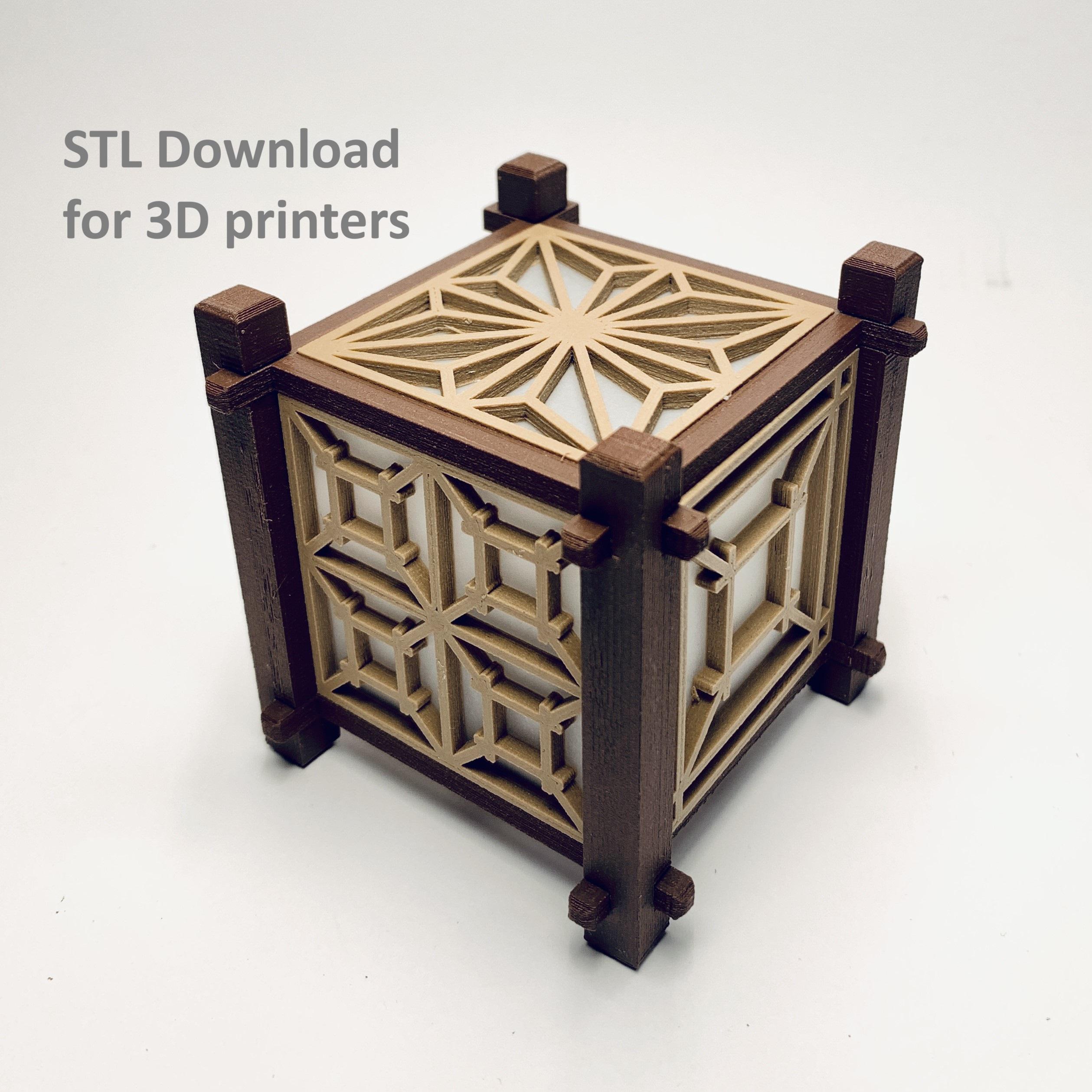 Kumiko Andon Cube Decorative Lamp Tealight (STL Files for 3D