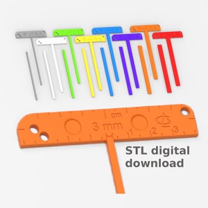 T-Spacer T-Spacer pour jeu de reliure en 8 tailles de 3 mm à 10 mm Gabarit de trou de coupe d'angle (STL pour imprimante 3D)