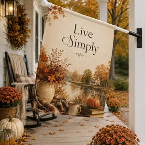 Live Simply Garden Flag Luxury Fall Porch Decor Elegant Autumn Farmhouse Flag Cottagecore Outdoor Decor Harvest Garden Flag