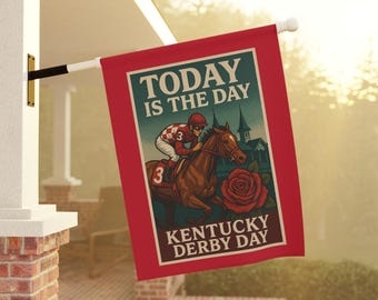 Bandera de jardín del Kentucky Derby Hoy es el día de las carreras de caballos Decoración para el porche y el jardín