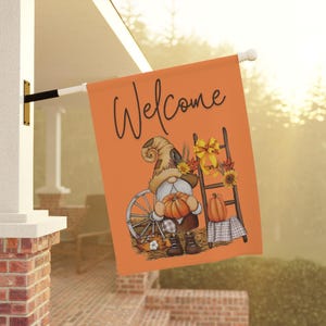 Adorabile gnomo autunnale per esterni: regali personalizzati con bandiera di benvenuto per il giardino per lei, regalo di inaugurazione della casa, decorazioni autunnali per esterni