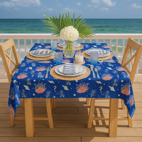 Coastal Beach House Tischdecke: Sommer Dekor (140 x 145 cm)