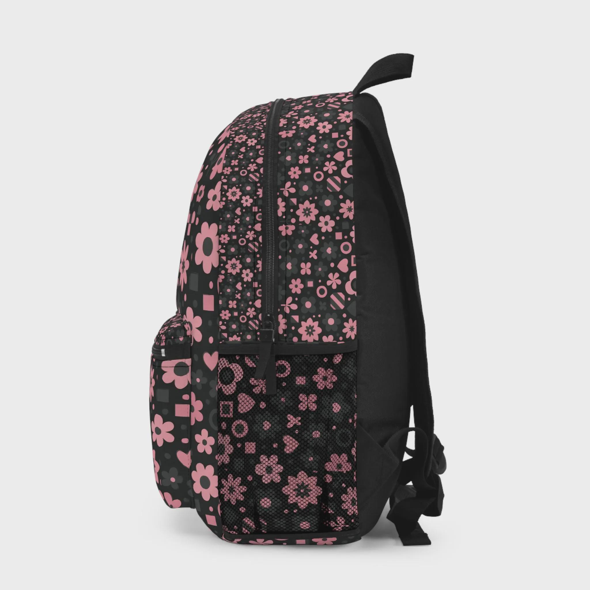 Chic Black Backpack with Pink Interior 25L Backpack Black Neon Pink main image 4