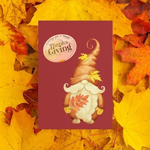 Lots de cartes postales de Thanksgiving Gnome, Gnome d'automne mignon, voeux de Noël chaleureux, enveloppes à message préimprimées rustiques incluses