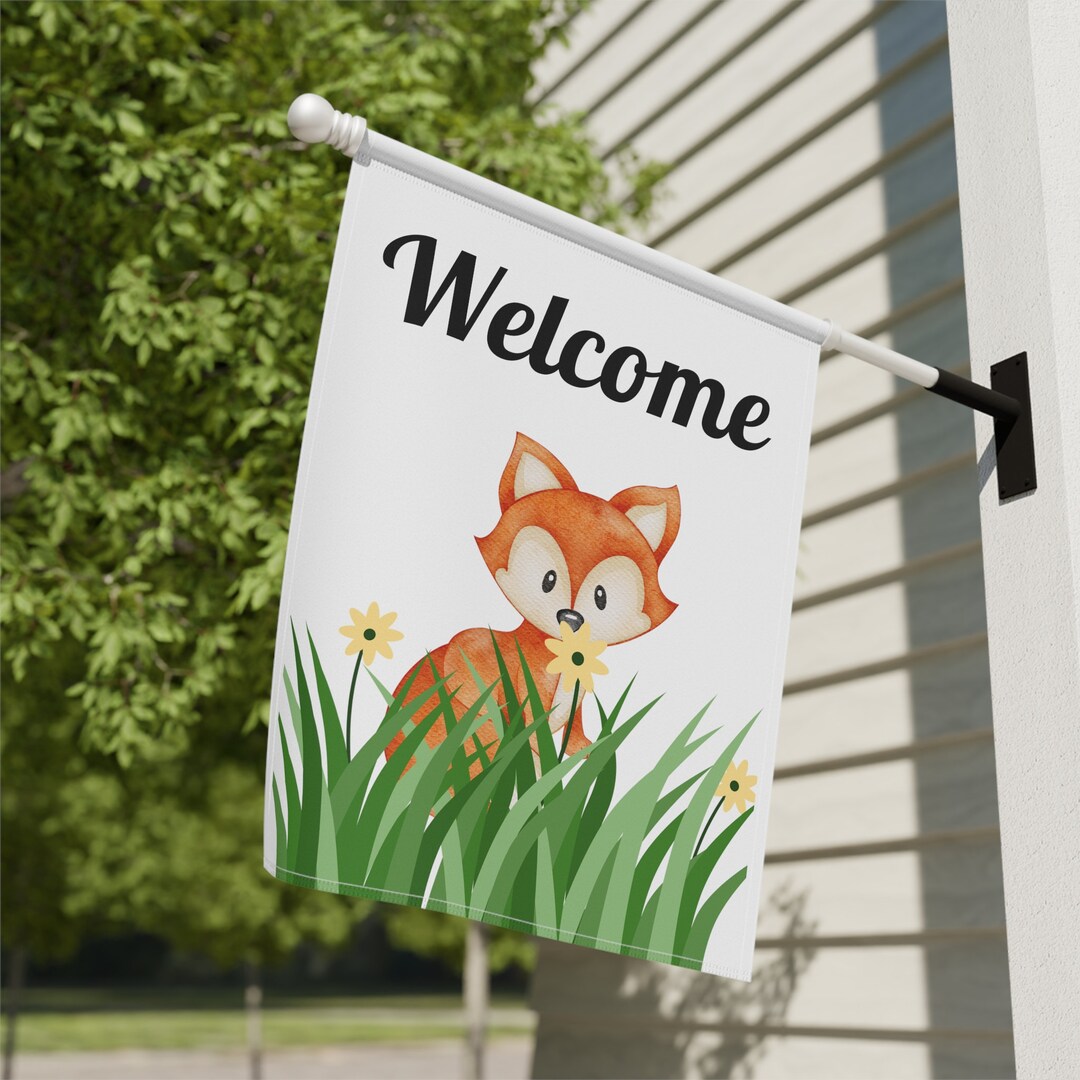 Custom Fox Welcome Flag: Double Sided Garden Decor - Etsy