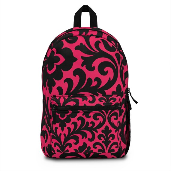 Pink and Black Swirl Backpack: Trendy Teen School Bookbag 