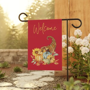 Bellissimo banner autunnale personalizzato per la bandiera del giardino di benvenuto, per la casa, stile fattoria, colori vivaci, regali per il suo fogliame autunnale su entrambi i lati