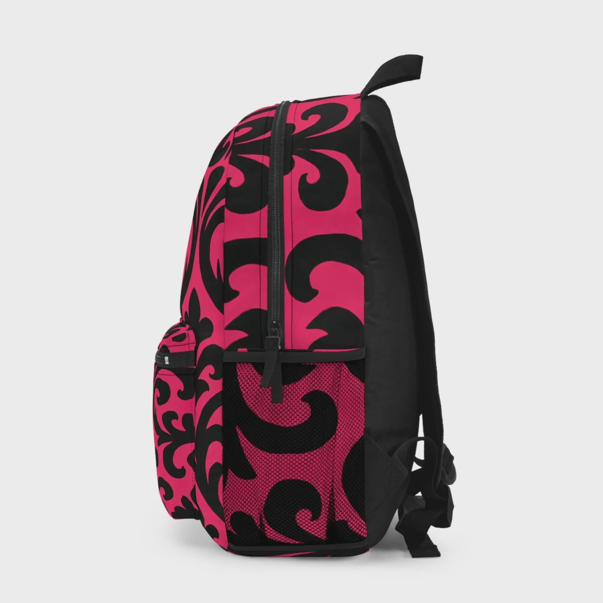 Pink and Black Swirl Backpack: Trendy Teen School Bookbag - Etsy display picture 1