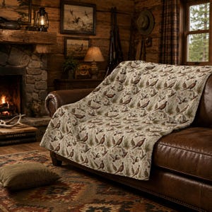 Pheasant Sherpa Fleece Blanket, Bird Hunter Gift, Upland Hunting Lodge Decor, Sportsman Cabin Throw, Game Bird Blanket