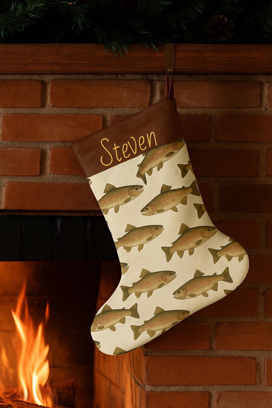 Personalized Trout Fishing Christmas Stocking Custom Name Fish Stocking ...