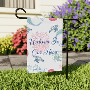 Custom Sea Life Garden Flag - Coastal Welcome Banner for Beach House Beach House Decor Summer Home Ocean Theme Premium Quality