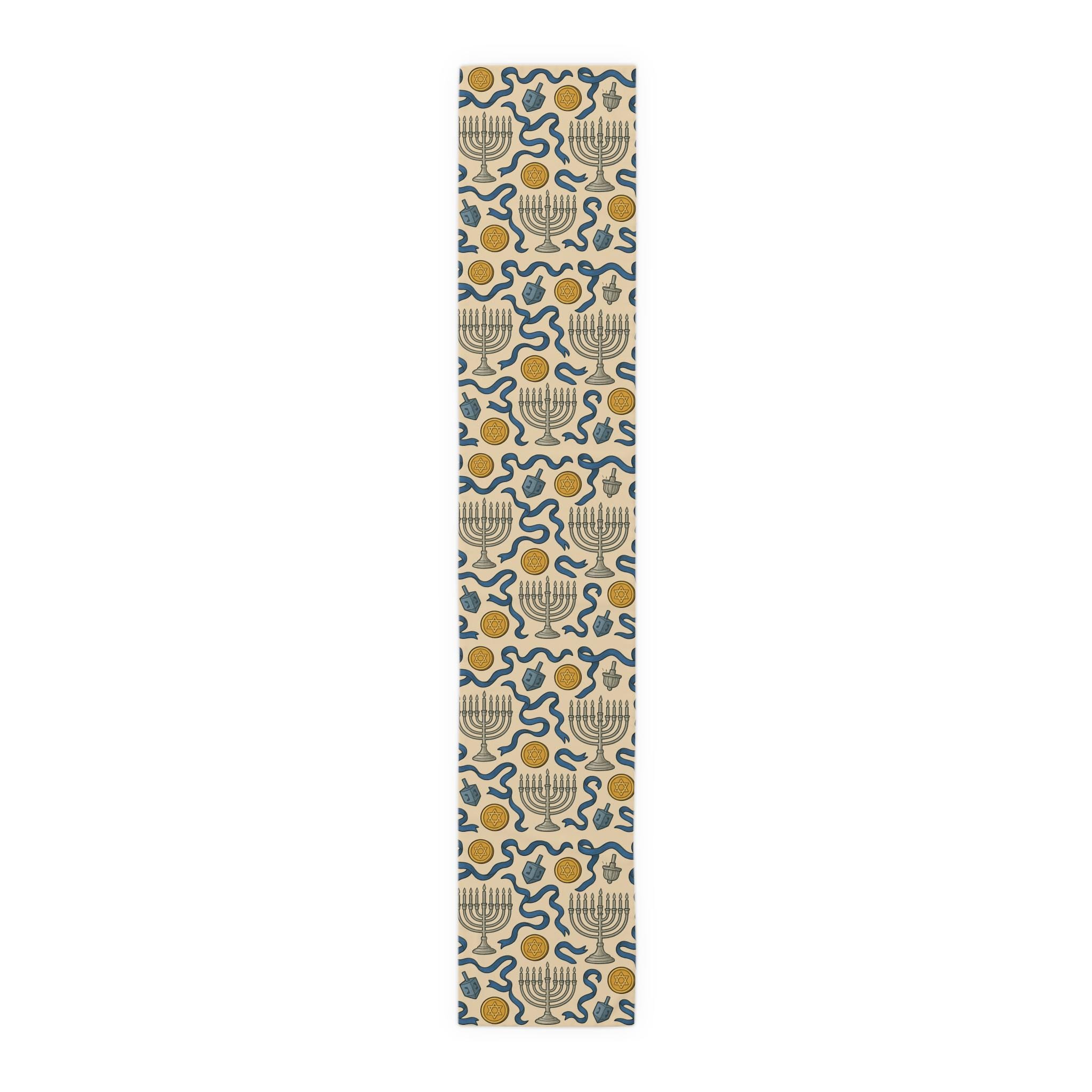 Hanukkah Table Runner: Menorah & Dreidel Design, Jewish Holiday