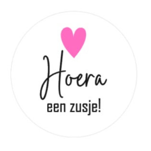 6x Geboorte stickers Hoera een zusje