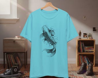 Koi Fish Graphic Tee, Artistic Unisex T-Shirt, Casual Wear, Summer Fashion, Eco-Friendly Tee