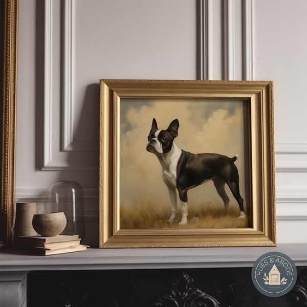 Boston Terrier Portrait | Dog Painting | Boston Terrier Painting | Printable Digital Art | Canine Portrait | Pet Decor