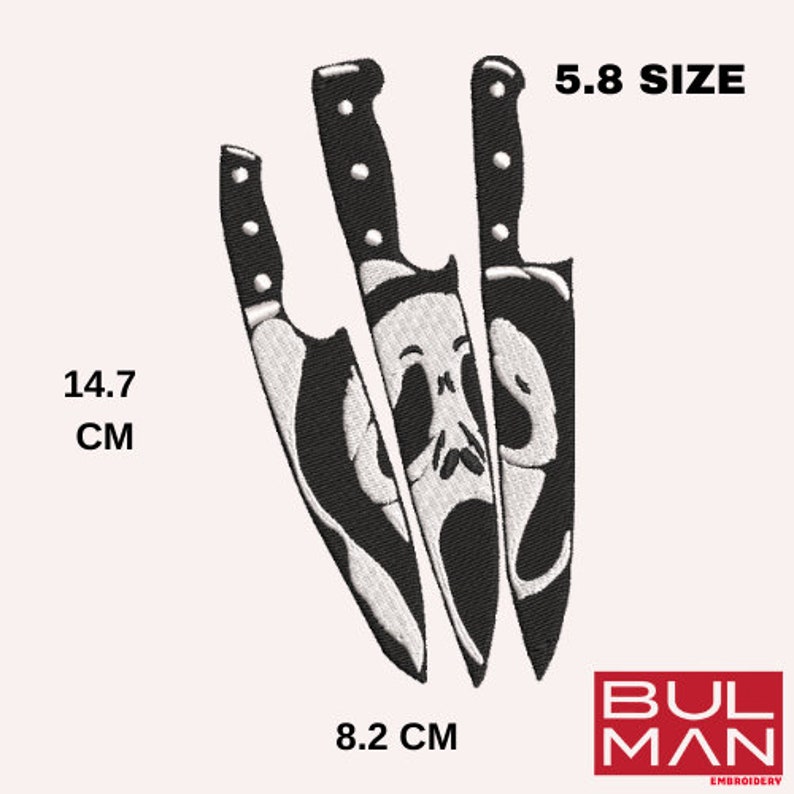 Knife Embroidery Design, Scream Knife Machine Embroidery File, Scream