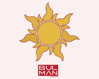 Diseño de bordado a máquina de sol, patrón de verano (descarga instantánea)